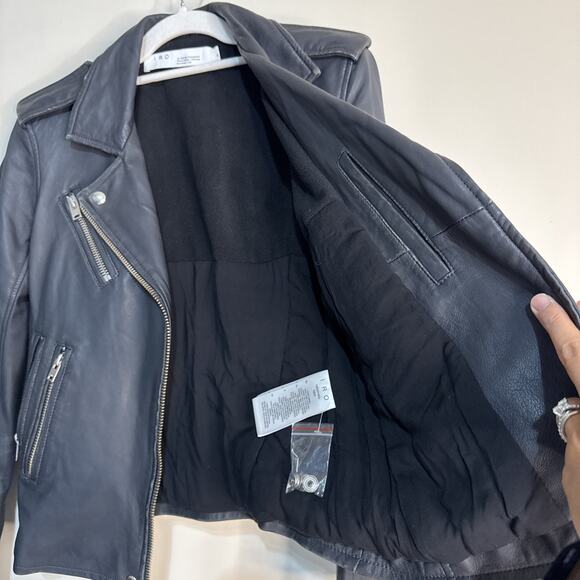 IRO Newhan Dark Gray Lamb Leather Biker Moto Jacket Size 38 US 6 Retail $1345 - Picture 16 of 16